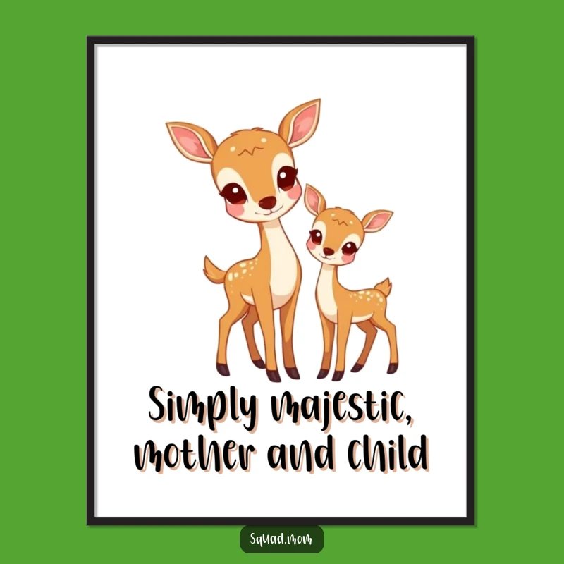 Funny Free Printable Wall Art: Deer Mom & Fawn Nature Downloadable Art