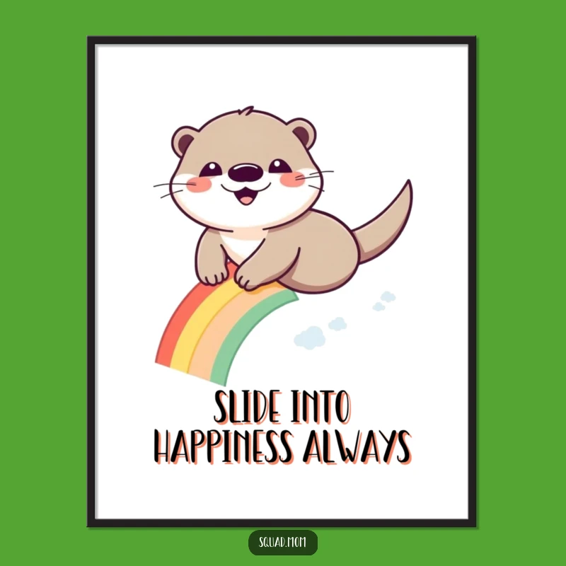 Free Printable Wall Art: Smiling Otter Rainbow, Funny Downloadable Decor Gift