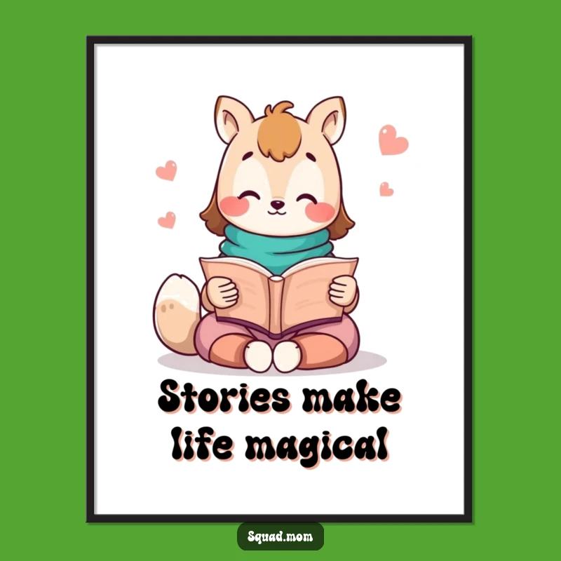 Free Printable Kawaii Mom Wall Art: Storytime Animal Decor