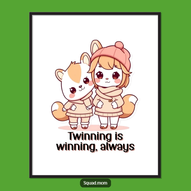 Free Printable Kawaii Mom Matching Outfit Art - Funny Downloadable Decor for Fashionable Families