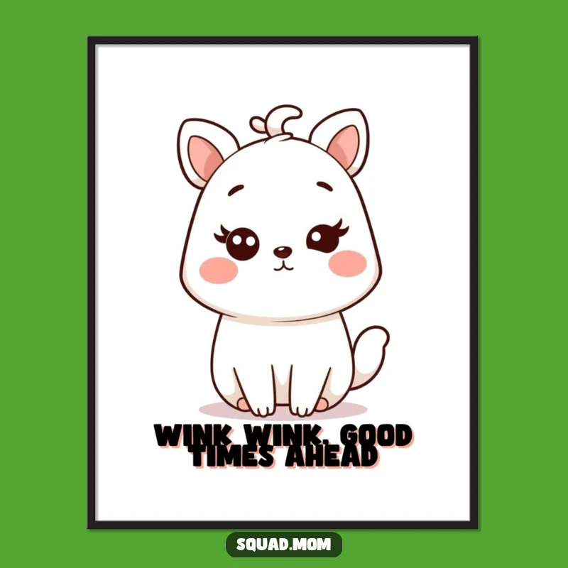 Free Printable Kawaii Mom Wink Art: Hilarious Animal Wall Decor Downloadable Gift