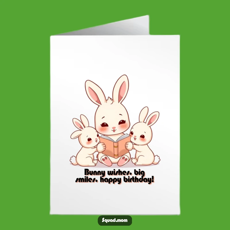 Funny Free Printable Birthday Card: Rabbit Mom Story Time, Downloadable & Print at Home