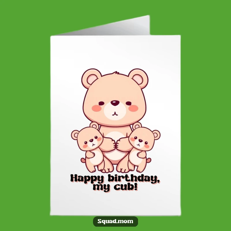 Free Printable Birthday Card: Bear Family Hug, Sweet Downloadable Gift