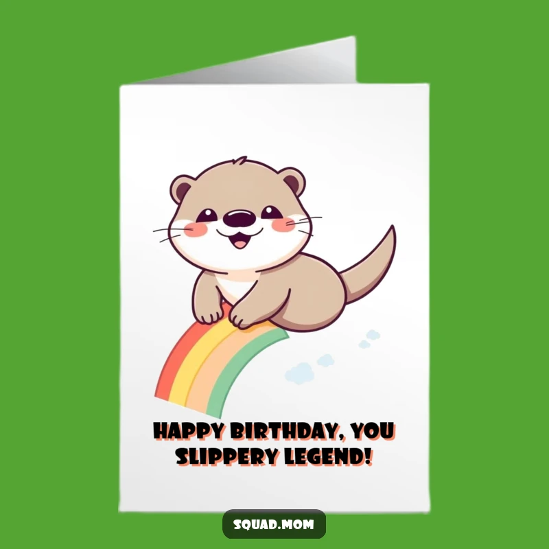 Free Printable Birthday Card: Happy Otter Slide, Fun Downloadable Gift
