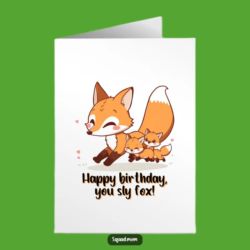 Free Printable Fox Family Birthday Card - Funny Downloadable Gift for Kids