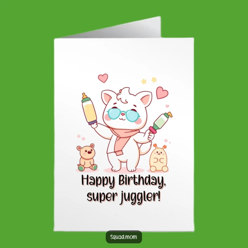 Free Printable Kawaii Mom Juggling Card - Funny Birthday Downloadable for the Busy Parent