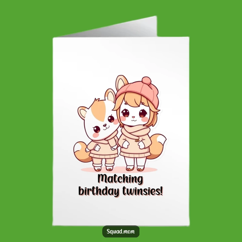 Free Printable Kawaii Mom Matching Outfit Card - Funny Birthday Downloadable for Twinning Pairs