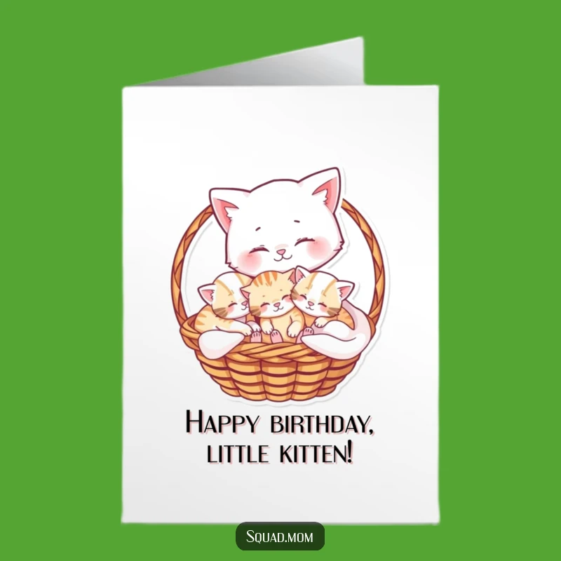 Sweet Free Printable Birthday Card: Mama Cat & Kittens - Downloadable Cute Card