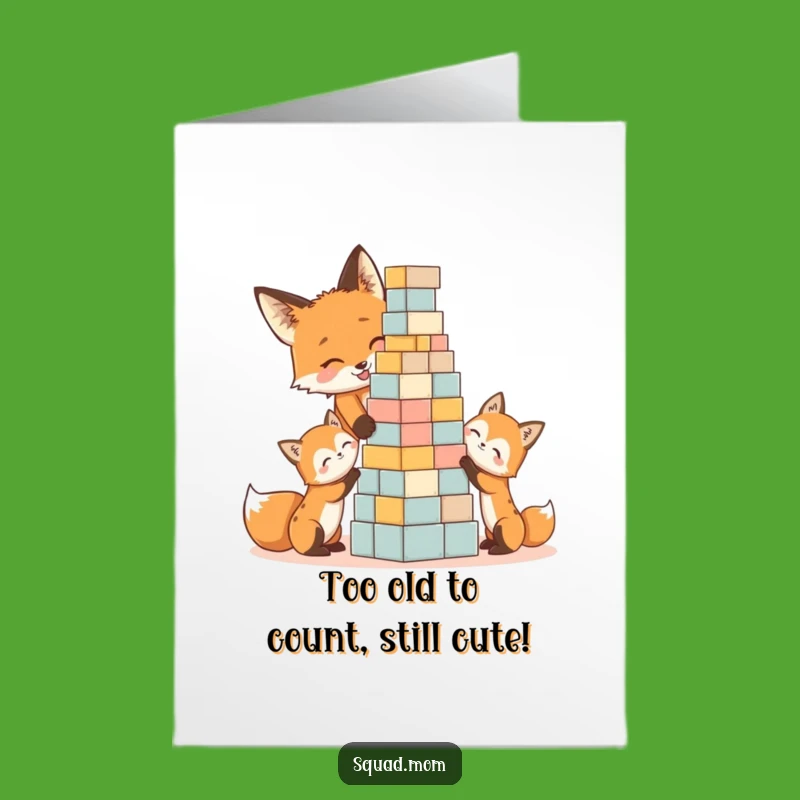 Funny Free Printable Fox Family Birthday Card: Adorable Kits Building Blocks Gift