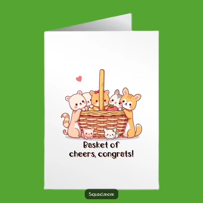 Free Printable Congrats Card: Cute Animal Friends Picnic Celebration Gift