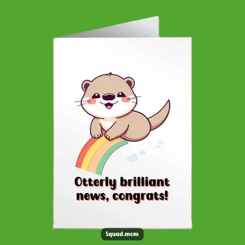 Free Printable Congrats Card: Otter's Rainbow Splash, Downloadable Fun Gift