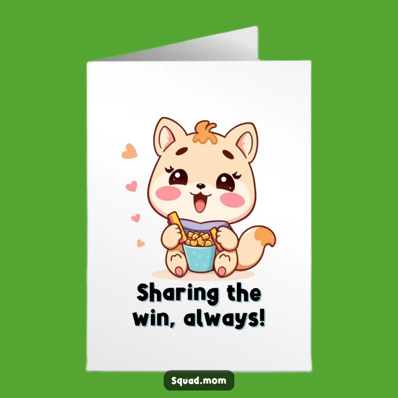 Free Printable Kawaii Mom Snack Congrats Card - Humorous Downloadable for the Generous Friend