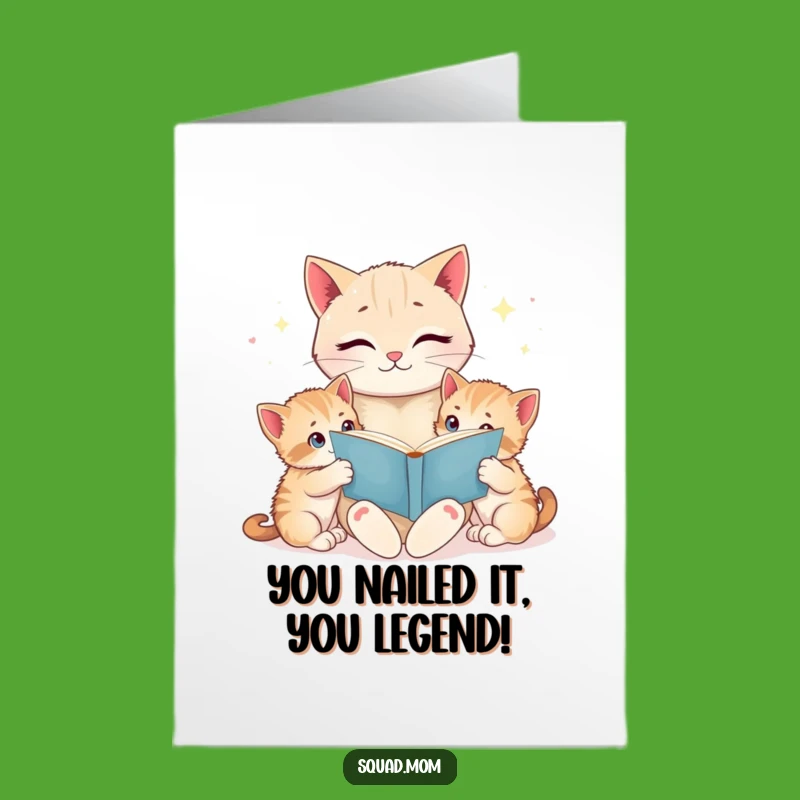 Free Printable Congrats Card: Cat Mom Storytime, Hilarious Downloadable Achievement Gift