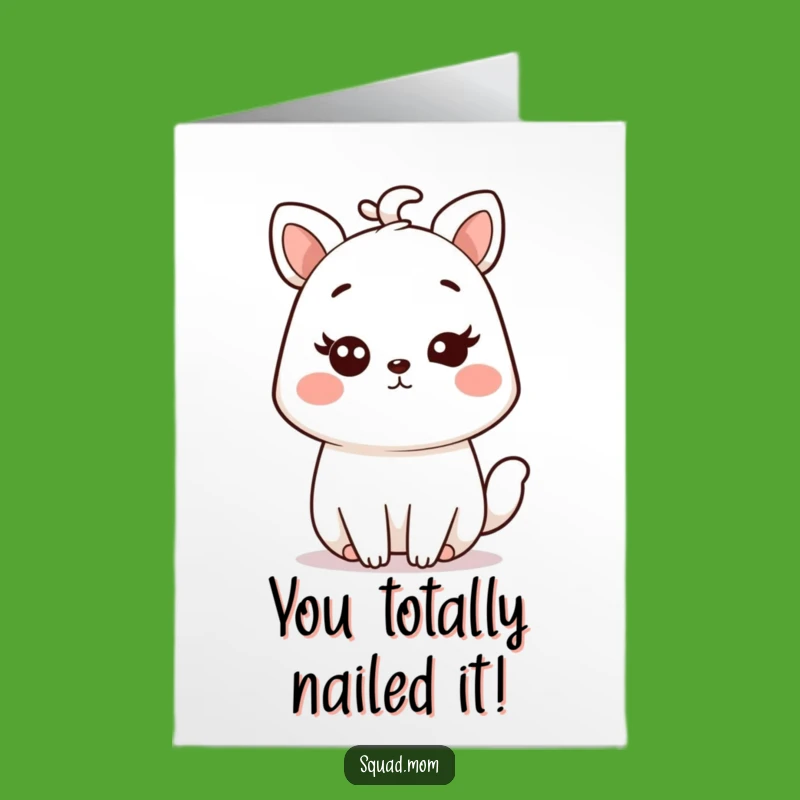 Free Printable Kawaii Mom Wink Card: Funny Animal Mom Congratulations Downloadable Gift