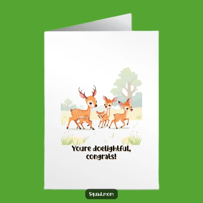 Free Printable Congrats Card: Deer Moms Fawns, Meadow Chase Downloadable Gift
