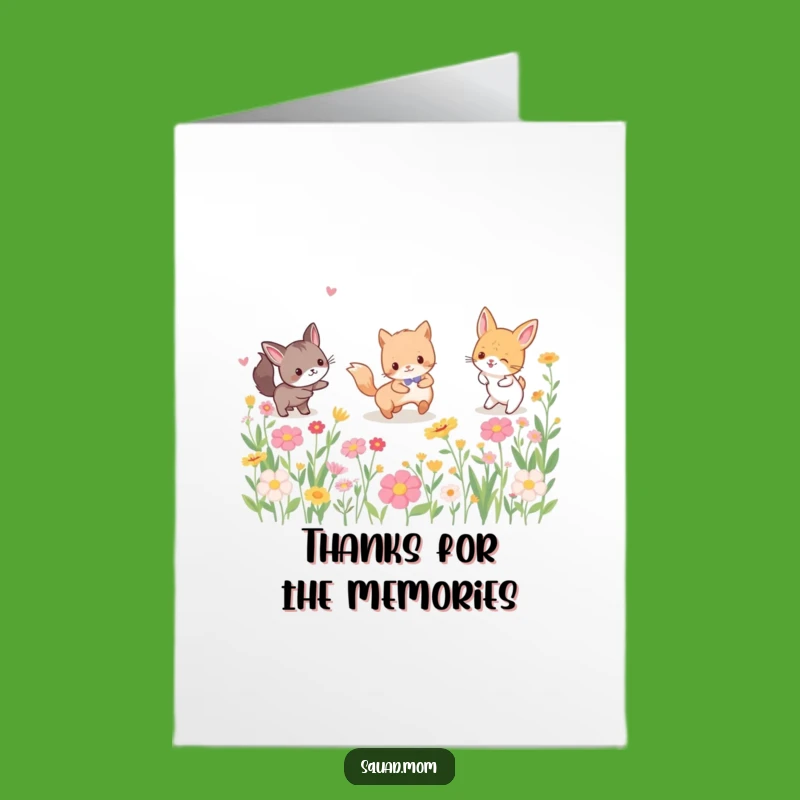 Free Printable Thank You Card: Animals Playing Amongst Flowers Gratitude