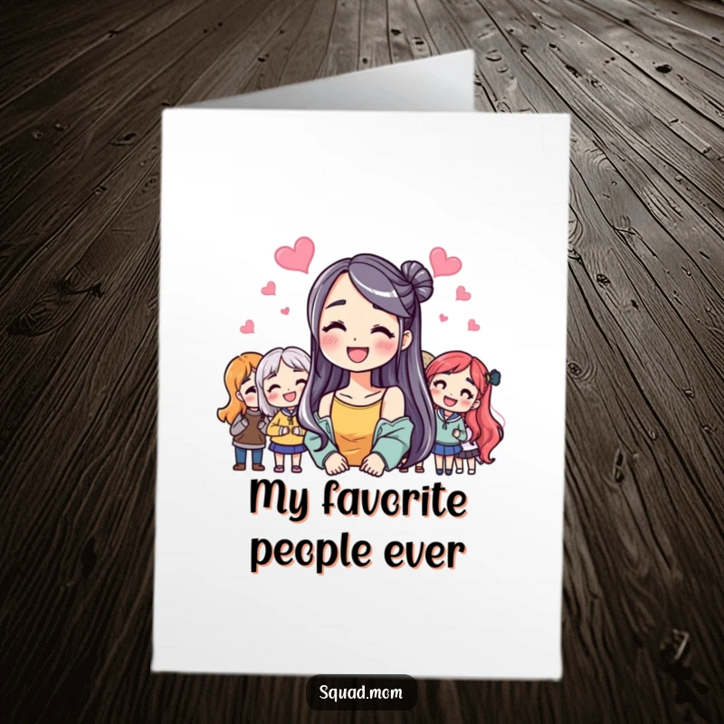 Funny Free Printable Thank You Card: Woman with megawatt smile among friends, expressing gratitude, happiness, printable greeting.