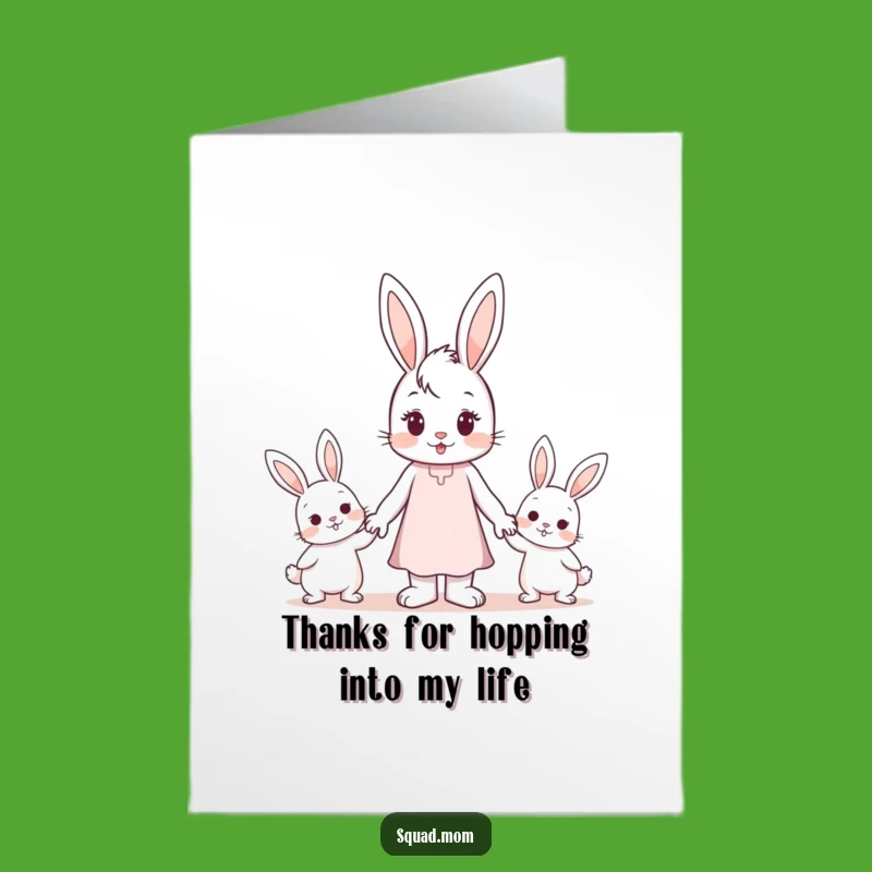 Free Printable Thank You Card: Bunny Family Holding Hands Downloadable Gift