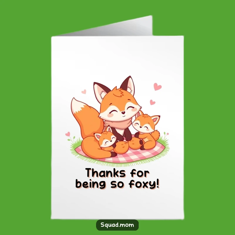 Free Printable Thank You Card: Fox Family Picnic - Gratitude Downloadable Gift!
