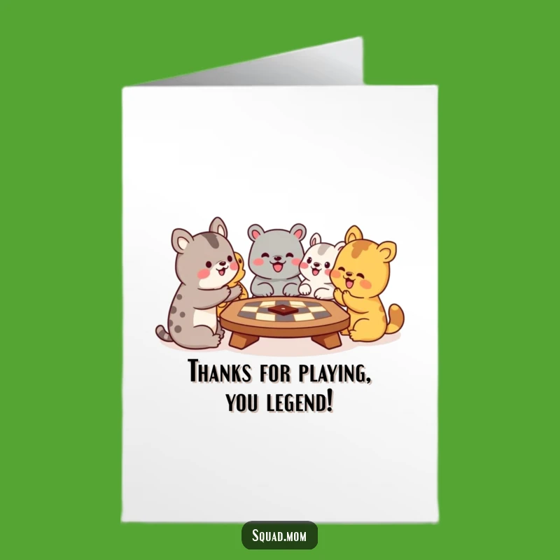 Free Printable Thank You Card: Funny Animal Board Game Appreciation Downloadable Gift