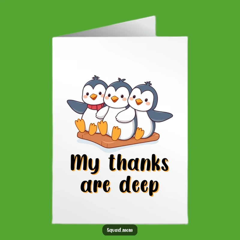 Free Printable Thank You Card: Penguin Moms Sliding, Cool Thanks Downloadable Gift