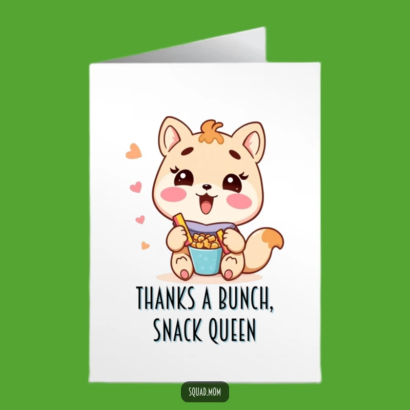 Free Printable Kawaii Mom Snack Thank You Card - Funny Downloadable for Thoughtful Friends