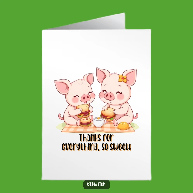 Free Printable Piglet Thank You Card: Adorable Picnic Duo Moment