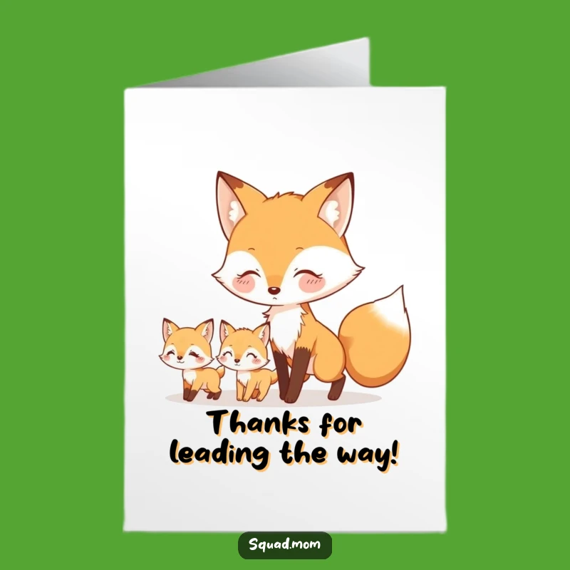 Free Printable Thank You Card: Fox Family Thanks, Whimsical Downloadable Gift