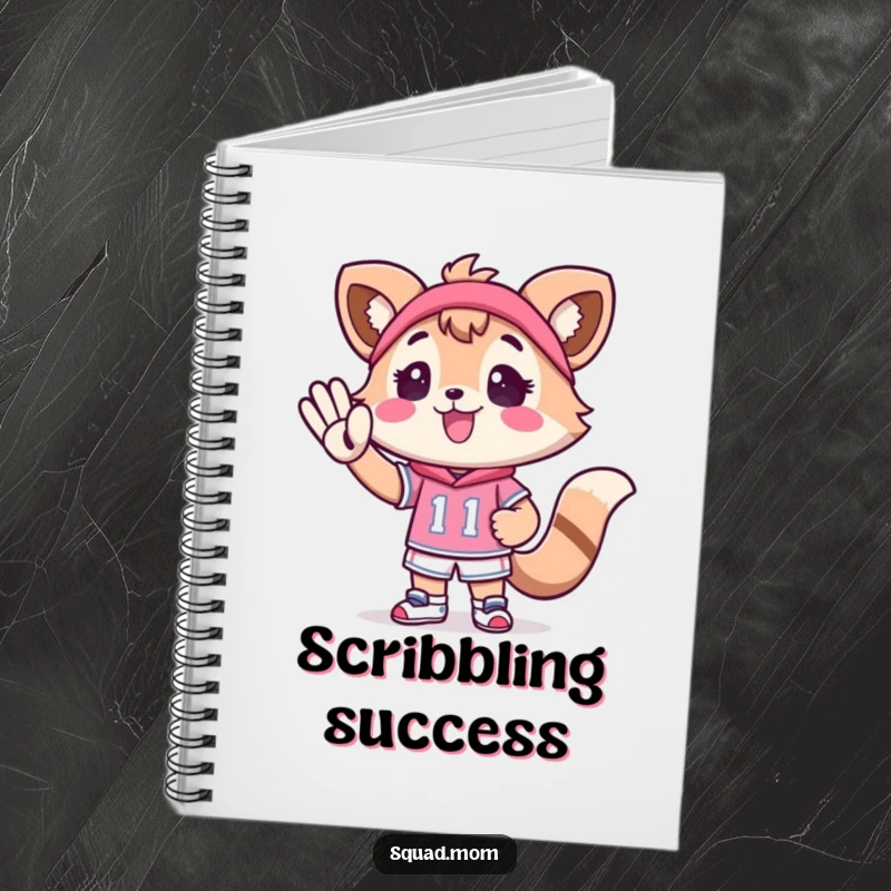 Funny Kawaii Mom Friend Notebook: An adorable animal character cheering for a tiny athlete is perfect for writing supportive messages.