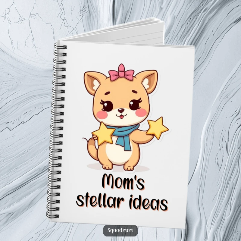 Funny Notebook: Whimsical animal mom character holds a star, perfect for journaling magical thoughts.