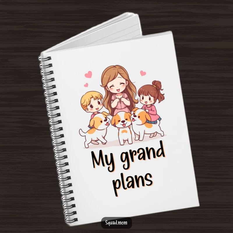 Funny notebook featuring a woman herding other women like puppies, ideal for notes and plans.