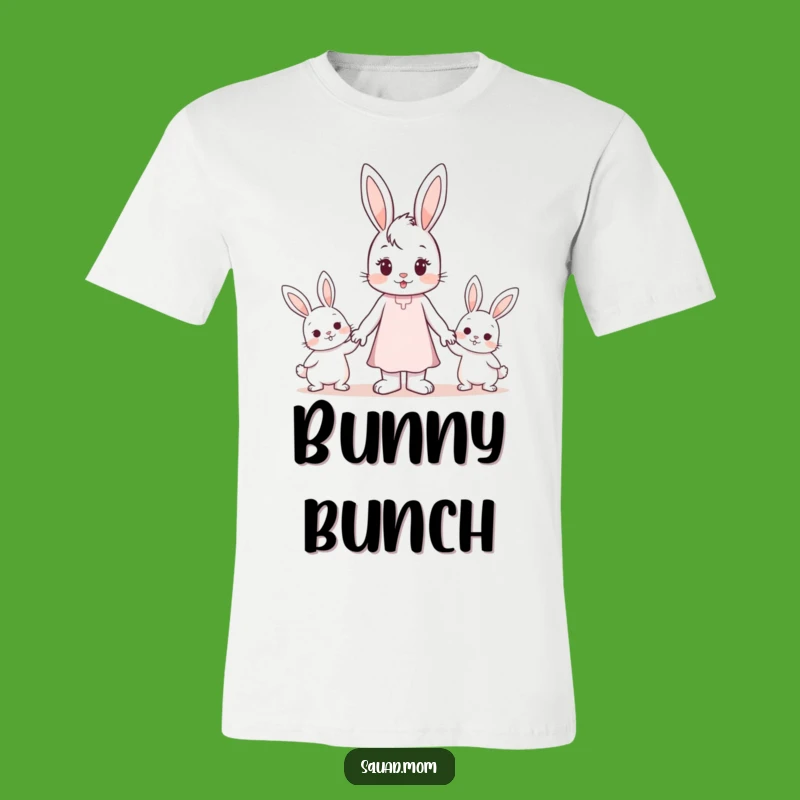 Funny Unisex T-Shirt: Loving Bunny Mom and Children Holding Hands