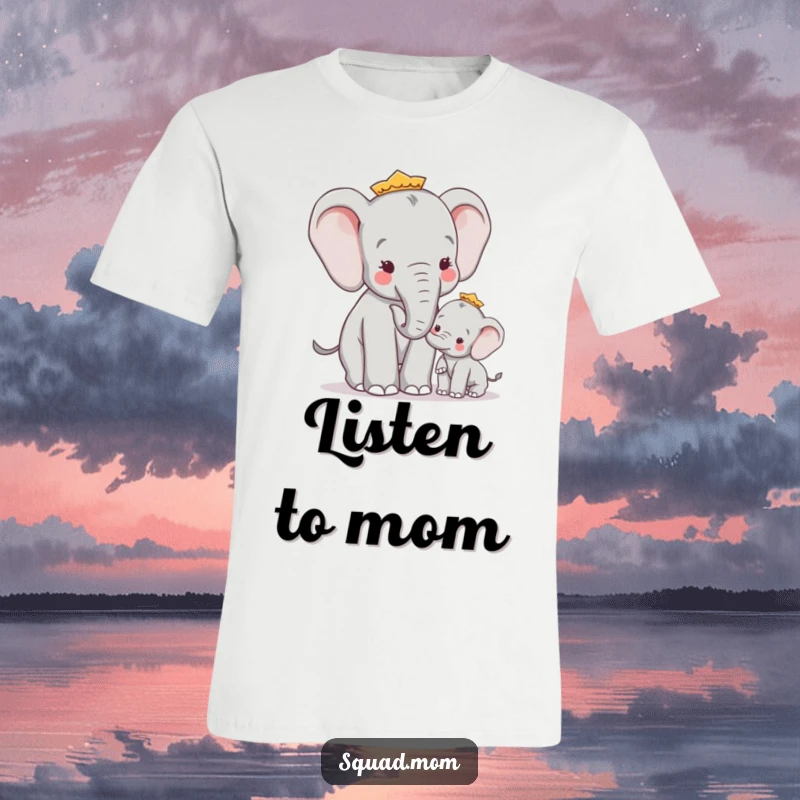 Funny Wise Elephant Mom Giving Advice to Calf, Humorous Family Apparel