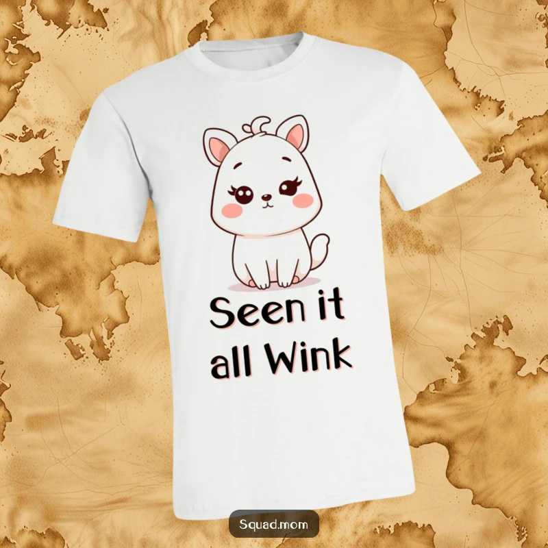 Funny Kawaii Mom Animal T-Shirt, a cute creature sharing a knowing wink, ideal for a witty mom friend gift.