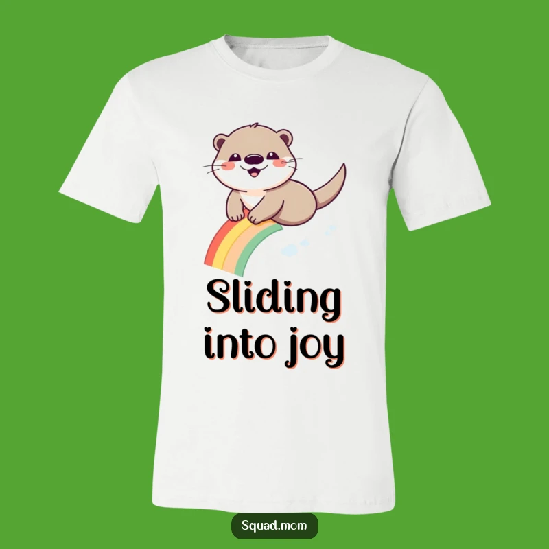 Funny Otter Rainbow T-Shirt - Whimsical Sliding Creature Tee for Smiles