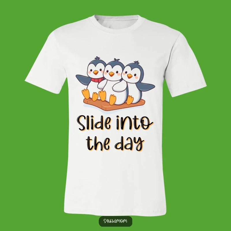 Funny Penguin Moms T-Shirt - Icy Hill Slide Tee - Hilarious Gift