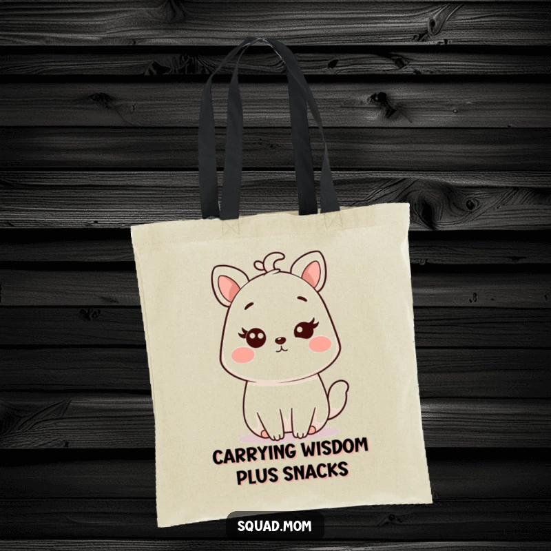 Funny Kawaii Mom Animal Tote Bag with a cute winking character, perfect for stylish and humorous everyday use.