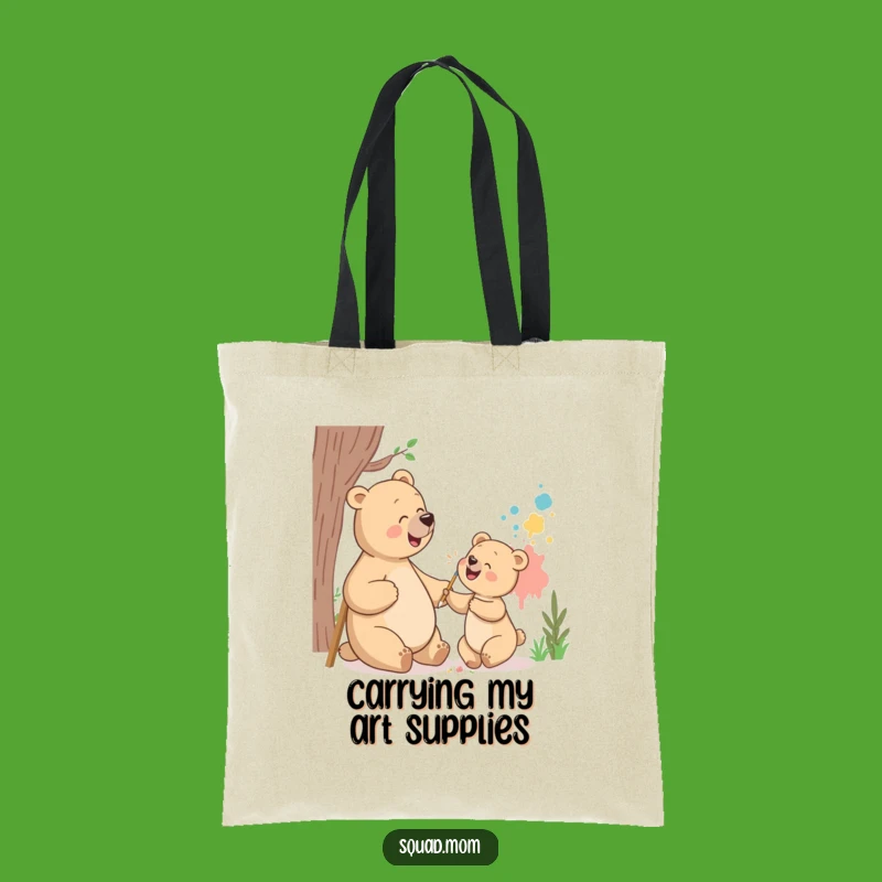Funny Bear Mom Tote Bag: Art Day Style, Chic Gift for Creative Moms