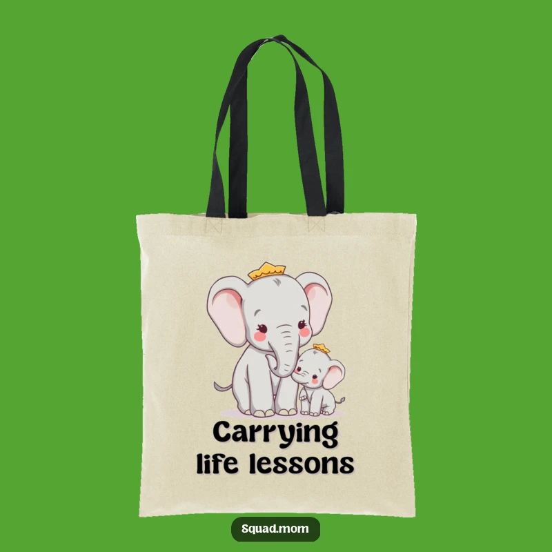 Funny Elephant Mom Tote Bag - Wise Advice Accessory for Family Outings