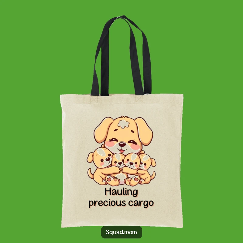 Funny Dog Mom Tote Bag: Carry Love with Motherly Dog & Puppies Gift